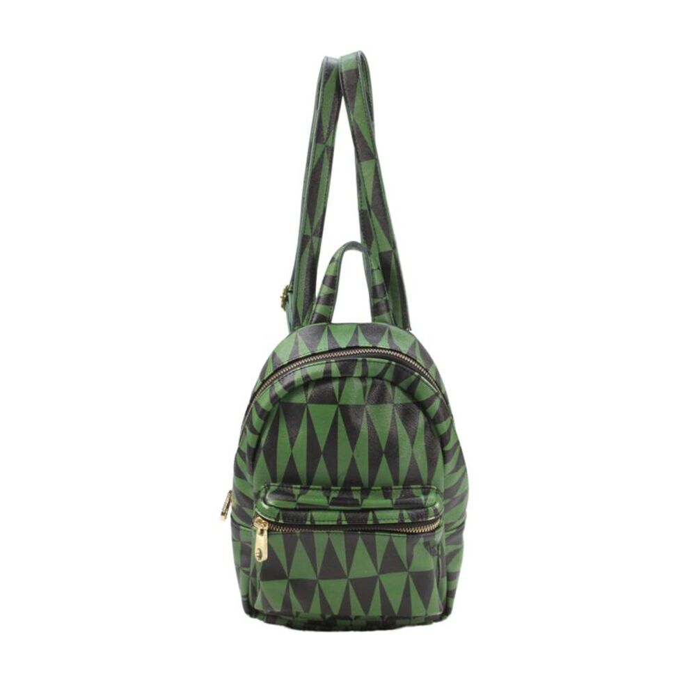 Cynthia Rowley Womens Geometric Print Zippered Backpack Green